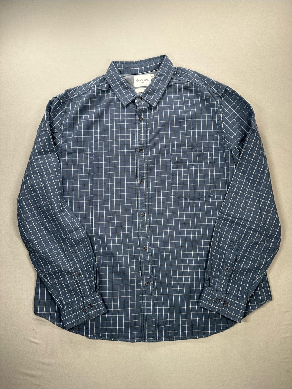 Goodfellow Standard Fit Button-Down Shirt, Widowpane Print - Mens XXL